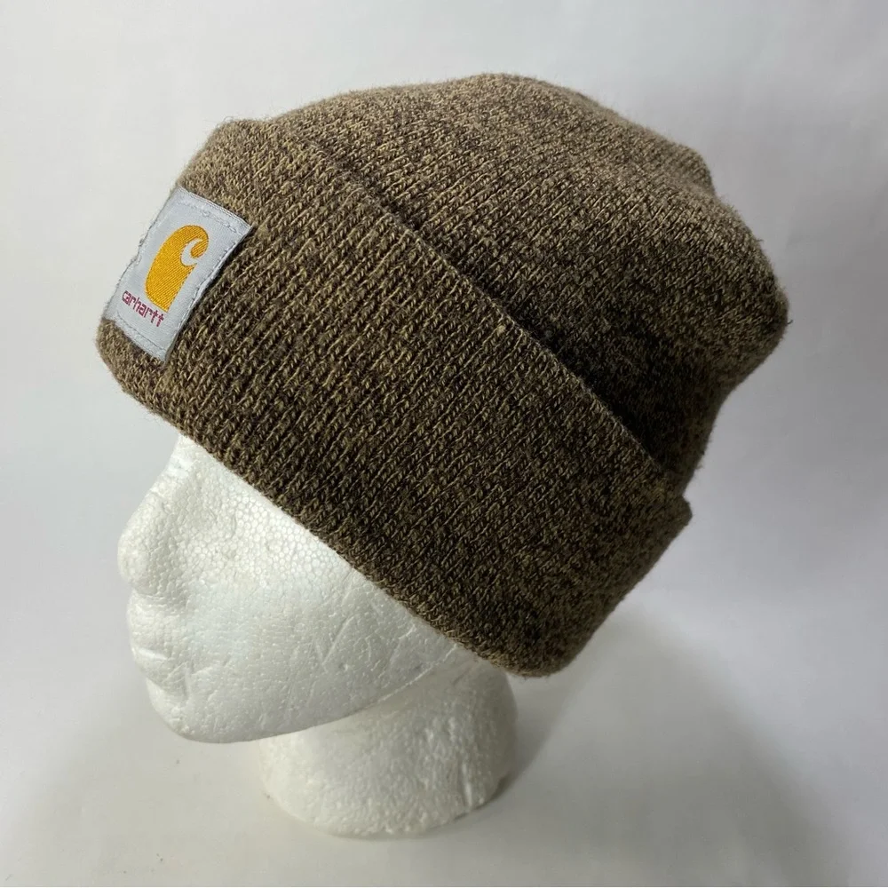 Carhartt Brown Tan Knit Foldover Cuff Style Beanie Hat - Unisex